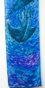 Silk Wall Hanging The Voyage in Voilet and Blue