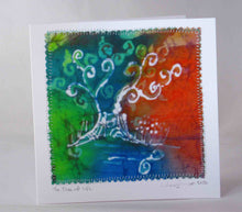 Load image into Gallery viewer, Hand Made Card The Tree of Life Blue Green
