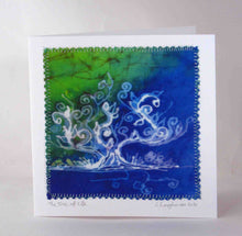 Load image into Gallery viewer, Hand Made Card The Tree of Life Blue Green
