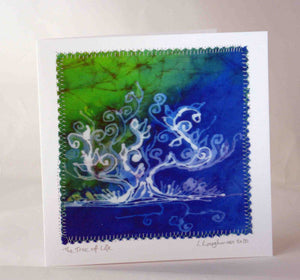 Hand Made Card The Tree of Life Blue Green