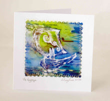 Load image into Gallery viewer, Hand Made Card The Voyage Green Blue
