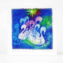 Load image into Gallery viewer, Hand made Card Seven Swans a Swimming
