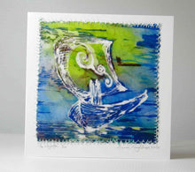 Load image into Gallery viewer, Hand Made Card The Voyage Green Blue
