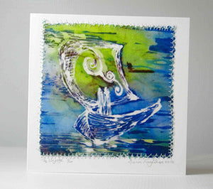 Hand Made Card The Voyage Green Blue
