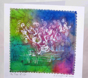 Hand Made Card The Tree of Life Pastel Rainbow