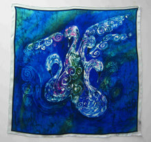 Load image into Gallery viewer, Silk Satin Printed Square The Children of Lir Blue and Pink
