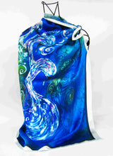 Load image into Gallery viewer, Silk Satin Printed Square The Children of Lir Blue and Pink
