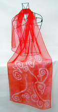 Load image into Gallery viewer, Silk Chiffon Scarf Scarlet Tree of Life
