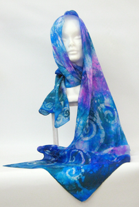 A Hand Painted Silk Scarf Celtic Garden Lake
