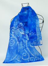 Load image into Gallery viewer, Silk Scarf Light Weight Blue Tree Of Life
