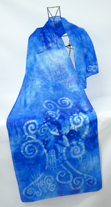 Silk Scarf Light Weight Blue Tree Of Life