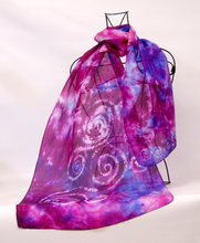 Load image into Gallery viewer, Silk Scarf Light Weight Pink Purple Celtic
