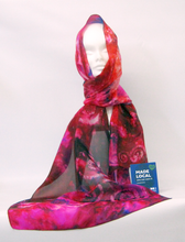 Load image into Gallery viewer, Silk Scarf Light Weight Pink Crimson Celtic
