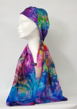 Load image into Gallery viewer, Silk Habotai Scarf Celtic Blue Ink Paintbox
