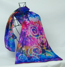 Load image into Gallery viewer, Silk Habotai Scarf Celtic Blue Ink Paintbox
