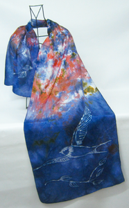 Silk Habotai Scarf Swallow Deep Orange