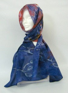 Silk Habotai Scarf Swallow Deep Orange