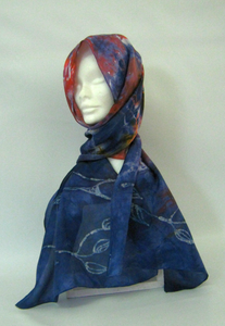 Silk Habotai Scarf Swallow Deep Orange