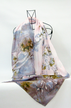 Load image into Gallery viewer, Silk Habotai Scarf The Grey Long Tail Tit
