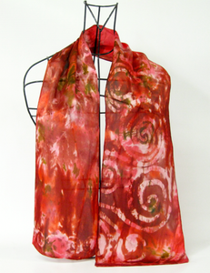 A Silk Satin Neck Scarf Celtic Robin