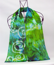 Load image into Gallery viewer, Silk Satin Neck Scarf Celtic Aqua Emerald
