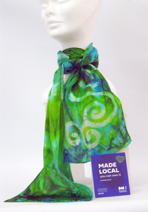 Silk Satin Neck Scarf Celtic Aqua Emerald