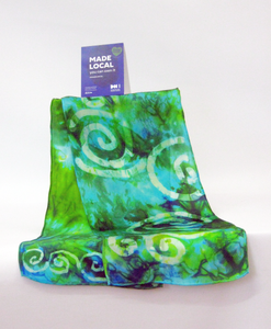 Silk Satin Neck Scarf Celtic Aqua Emerald