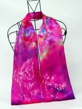 Load image into Gallery viewer, Silk Satin Neck Scarf Fuschia Butterfly

