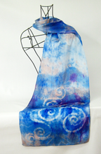Load image into Gallery viewer, Silk Satin Scarf Ice Blue Celtic
