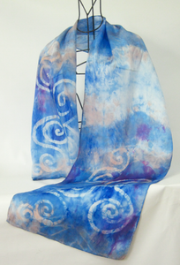 Silk Satin Scarf Ice Blue Celtic