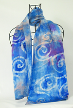 Load image into Gallery viewer, Silk Satin Scarf Ice Blue Celtic
