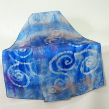 Load image into Gallery viewer, Silk Satin Scarf Ice Blue Celtic
