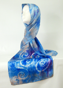 Silk Satin Scarf Ice Blue Celtic