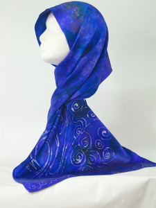 A Silk Satin Scarf Celtic Blue Children of Lir