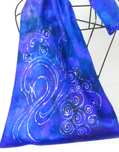 Load image into Gallery viewer, A Silk Satin Scarf Celtic Blue Children of Lir
