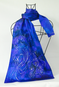 A Silk Satin Scarf Celtic Blue Children of Lir