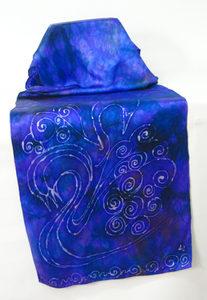 A Silk Satin Scarf Celtic Blue Children of Lir