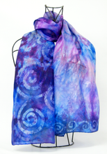 Load image into Gallery viewer, A Hand Painted Silk Scarf Celtic Midnight Lilac
