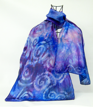 Load image into Gallery viewer, A Hand Painted Silk Scarf Celtic Midnight Lilac

