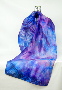 A Hand Painted Silk Scarf Celtic Midnight Lilac