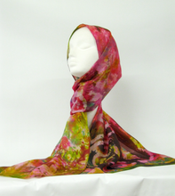 Load image into Gallery viewer, Silk Habotai Scarf Cherry Pink Celtic Orchard
