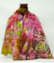 Load image into Gallery viewer, Silk Habotai Scarf Cherry Pink Celtic Orchard
