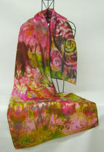 Load image into Gallery viewer, Silk Habotai Scarf Cherry Pink Celtic Orchard
