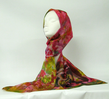 Load image into Gallery viewer, Silk Habotai Scarf Cherry Pink Celtic Orchard
