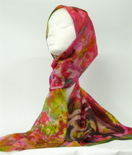 Load image into Gallery viewer, Silk Habotai Scarf Cherry Pink Celtic Orchard
