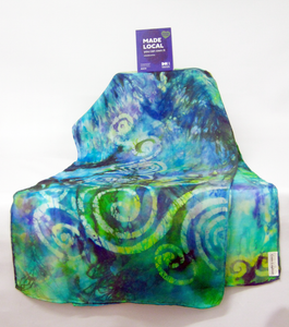 Silk Scarf Hand Painted Green Lilac Celtic Forrest