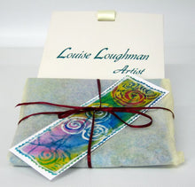 Load image into Gallery viewer, A Hand Painted Silk Scarfl Celtic Teal Flower Garden

