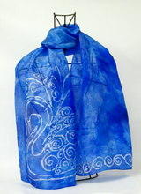 Load image into Gallery viewer, Silk Scarf Light Weight Blue Swan
