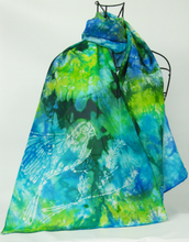 Load image into Gallery viewer, Silk Scarf Green Finch Bird of Paradise
