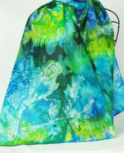 Load image into Gallery viewer, Silk Scarf Green Finch Bird of Paradise
